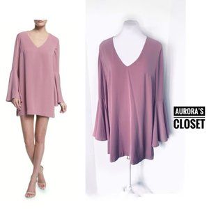 Keepsake M Mauve Pink Faithful Bell-Sleeve Mini Dress Mod